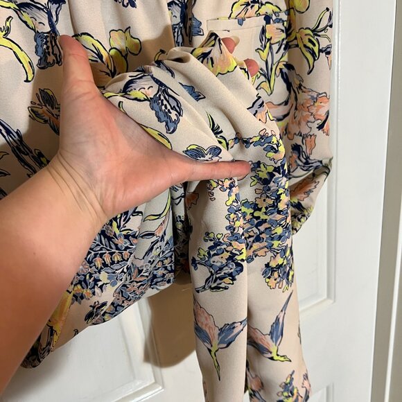 BCBG MAXAZRIA RYEN Medium M Cream Yellow Peach Floral Spring Pants POSH58 - Picture 15 of 16